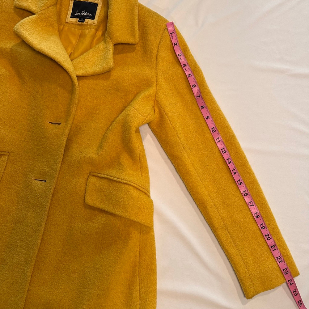 Sam Edelman | Mustard Ochre Wool Blend Walker Coat XS | Tailored Minimal Luxe - Picture 10 of 12